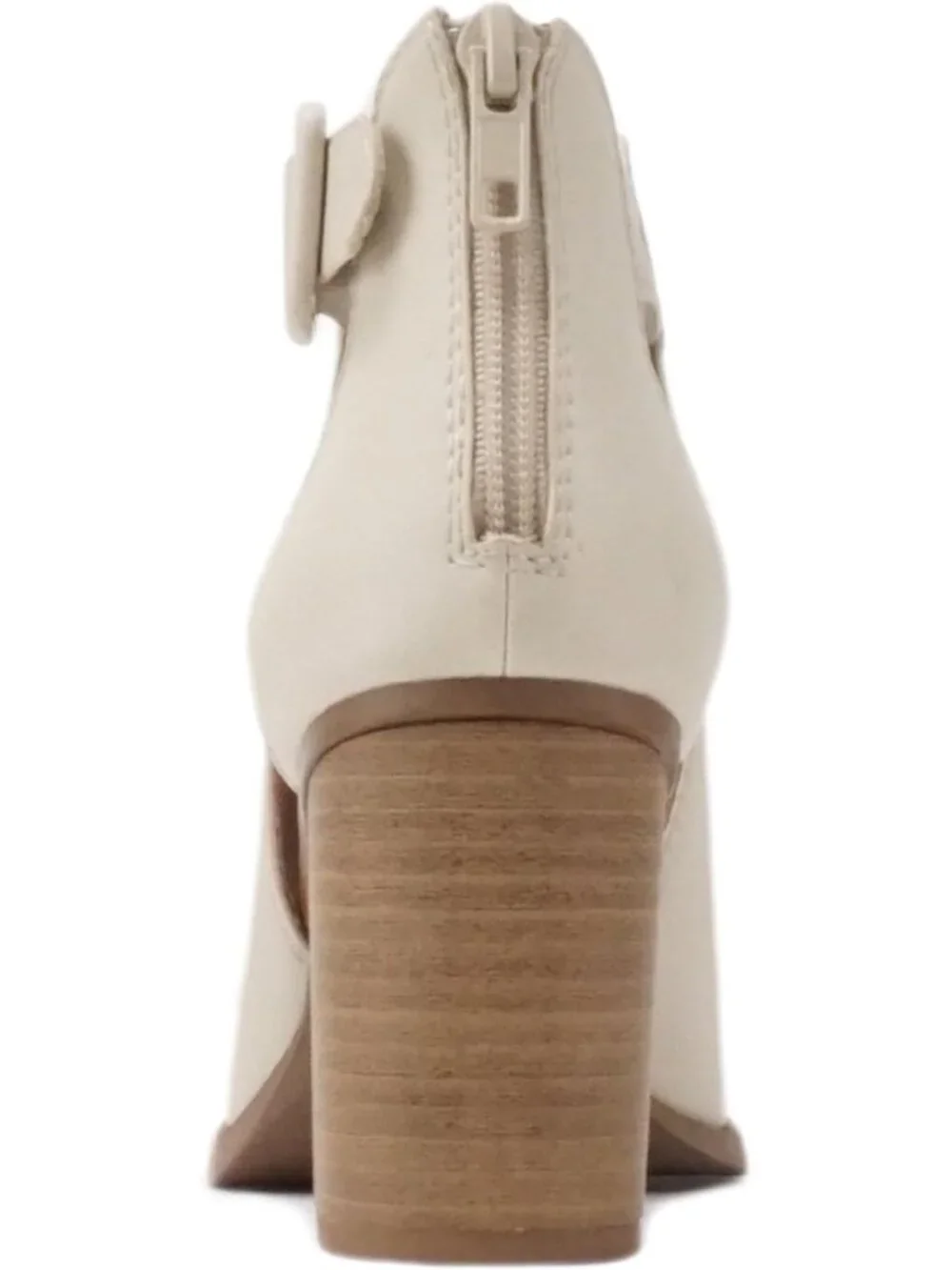 Women's Dark Nude Pu Open Toe Crisscross Strap Back Zipper High Heels Sandals